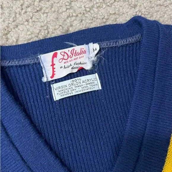 D'Italia Orlon Acrylic Long Sleeve Vintage Striped Sweater - Picture 2 of 5